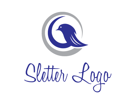 bird in circle with feather animal logo