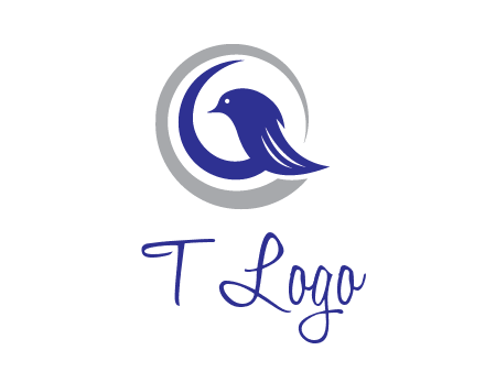 bird in circle with feather animal logo