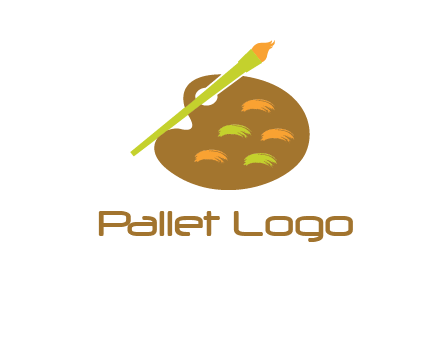 paint palette with brush art logo