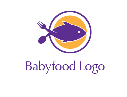 spoon fork and fish in circle restaurant logo