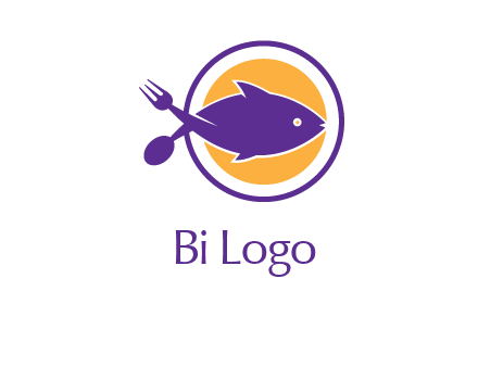 spoon fork and fish in circle restaurant logo