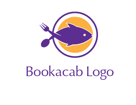 spoon fork and fish in circle restaurant logo