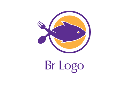 spoon fork and fish in circle restaurant logo