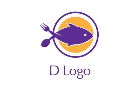 spoon fork and fish in circle restaurant logo