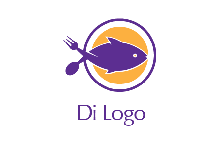 spoon fork and fish in circle restaurant logo