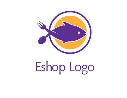 spoon fork and fish in circle restaurant logo