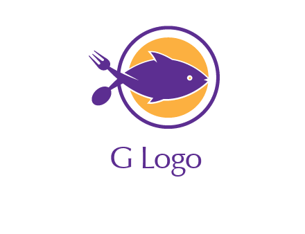 spoon fork and fish in circle restaurant logo