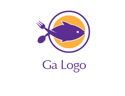 spoon fork and fish in circle restaurant logo