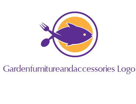 spoon fork and fish in circle restaurant logo