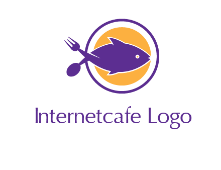 spoon fork and fish in circle restaurant logo