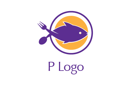 spoon fork and fish in circle restaurant logo