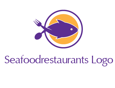 spoon fork and fish in circle restaurant logo