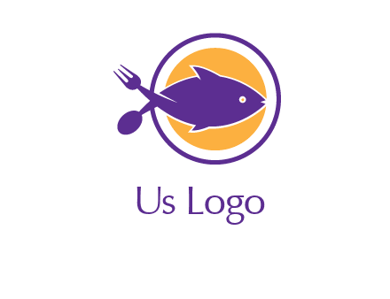 spoon fork and fish in circle restaurant logo