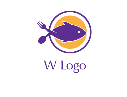 spoon fork and fish in circle restaurant logo