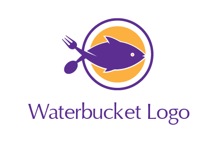 spoon fork and fish in circle restaurant logo