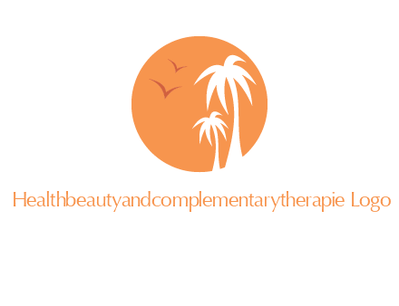 palm trees and birds in circle travel logo