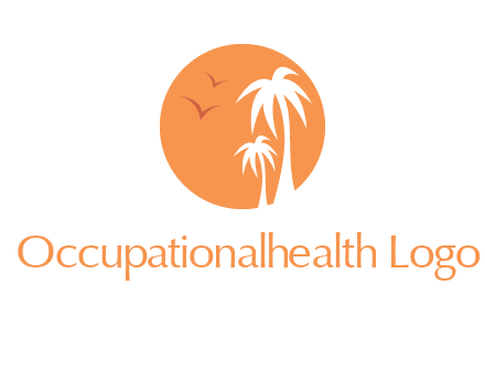 palm trees and birds in circle travel logo