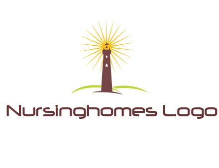 lighthouse with rays logo