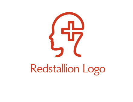 cross inside human head medical logo