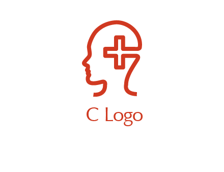 cross inside human head medical logo