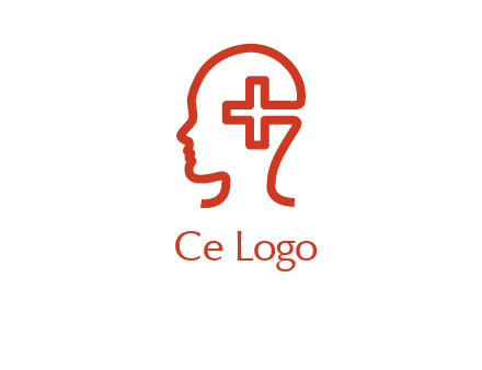 cross inside human head medical logo