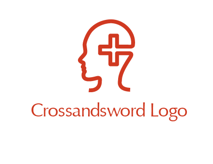 cross inside human head medical logo