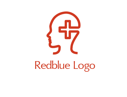 cross inside human head medical logo