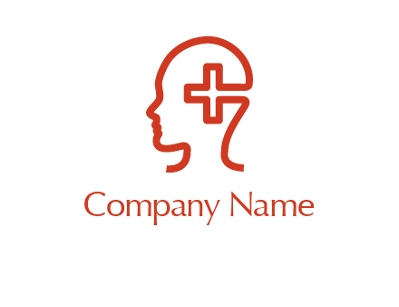 cross inside human head medical logo