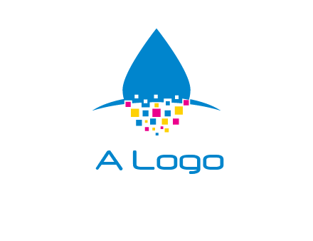 drop and pixels printing logo