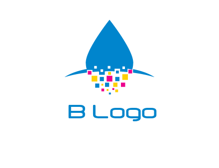 drop and pixels printing logo