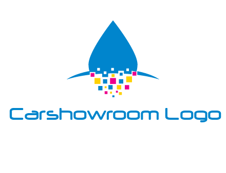 drop and pixels printing logo