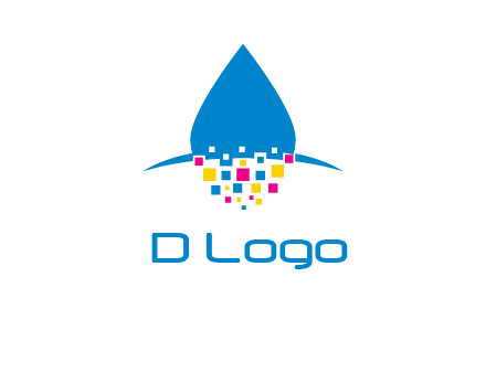 drop and pixels printing logo