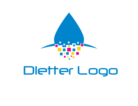 drop and pixels printing logo