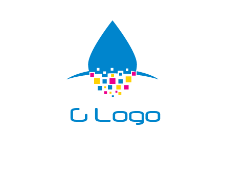 drop and pixels printing logo