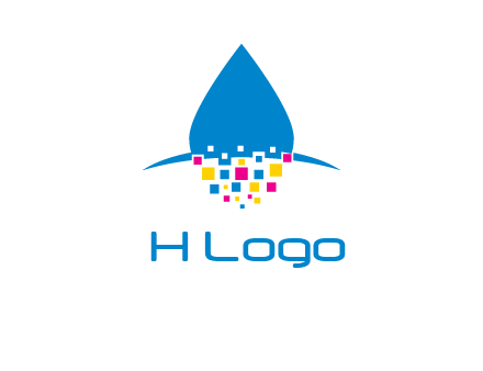 drop and pixels printing logo