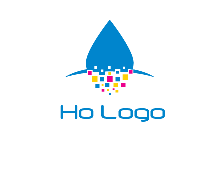 drop and pixels printing logo