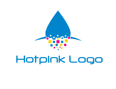 drop and pixels printing logo