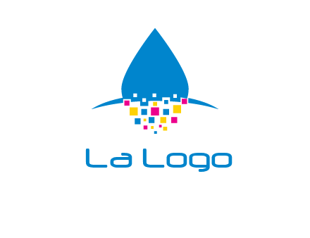 drop and pixels printing logo