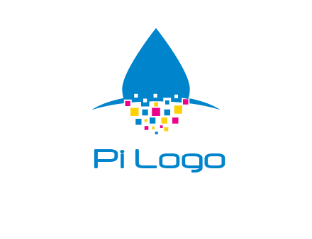 drop and pixels printing logo