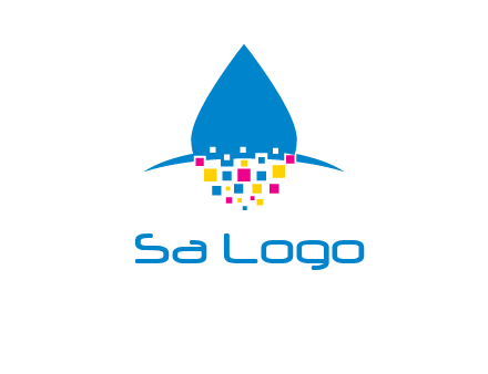 drop and pixels printing logo