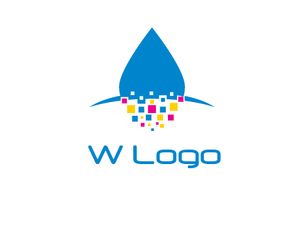 drop and pixels printing logo