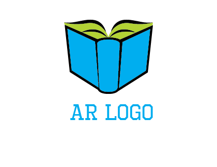 tilted open hardcover book logo