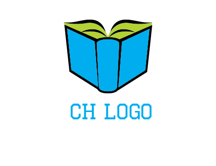 tilted open hardcover book logo