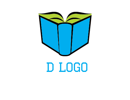 tilted open hardcover book logo