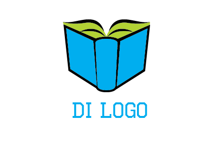 tilted open hardcover book logo