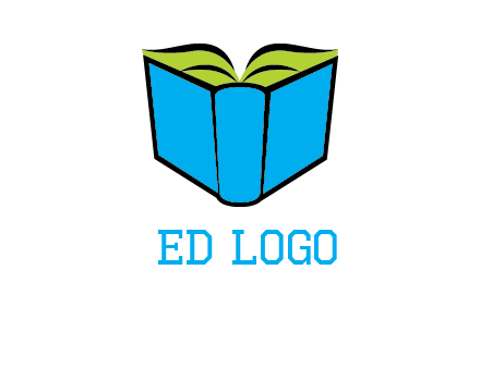 tilted open hardcover book logo