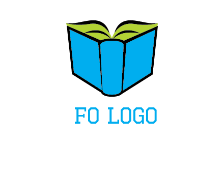 tilted open hardcover book logo