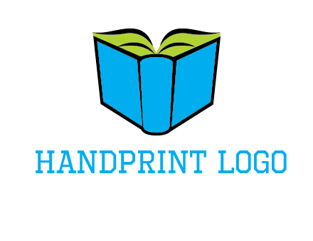 tilted open hardcover book logo