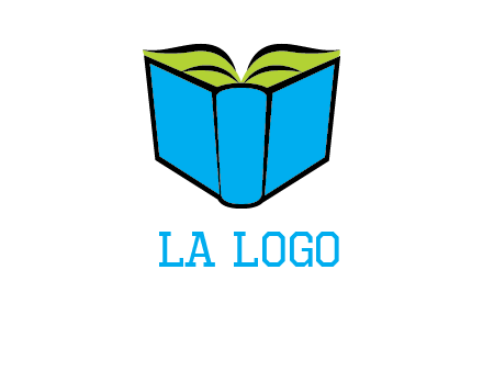 tilted open hardcover book logo