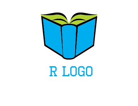 tilted open hardcover book logo